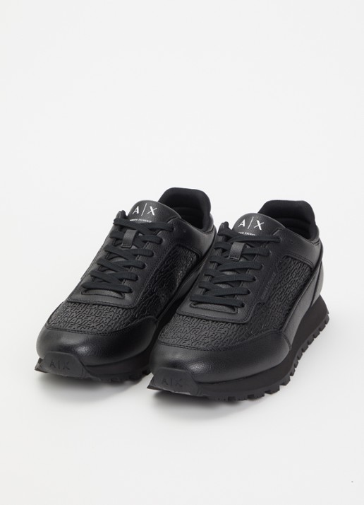 Armani Heren Sneaker met logoprint in de kleur Zwart