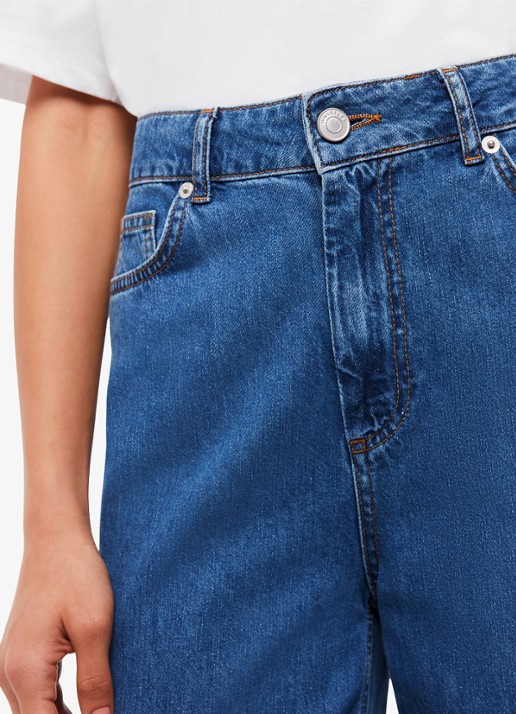 Whistles Dames High waist cropped wide leg jeans met medium wassing in de kleur Indigo