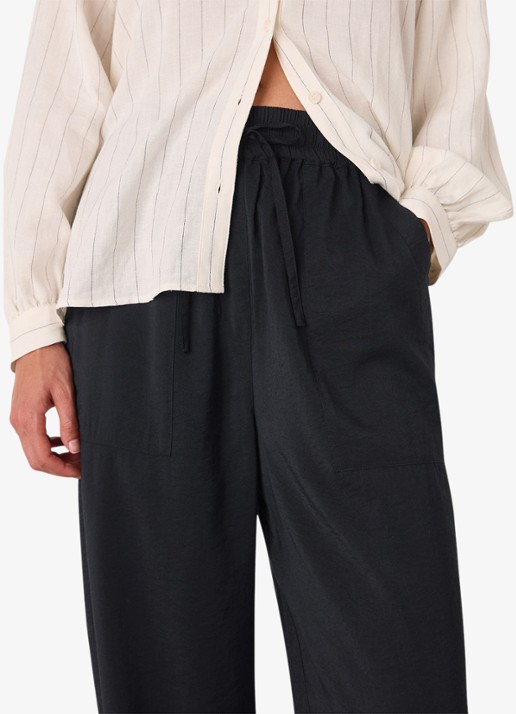 Whistles Dames Mid waist regular fit broek met trekkoord in de kleur Zwart