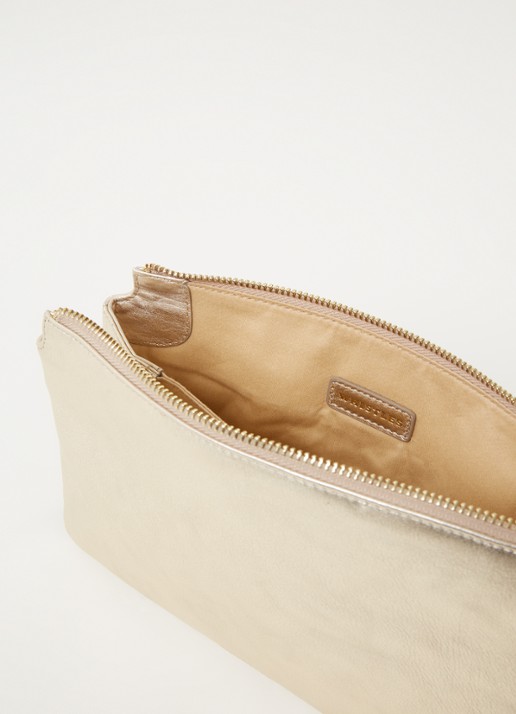 Whistles Dames Elita clutch van leer met metallic finish in de kleur Goud