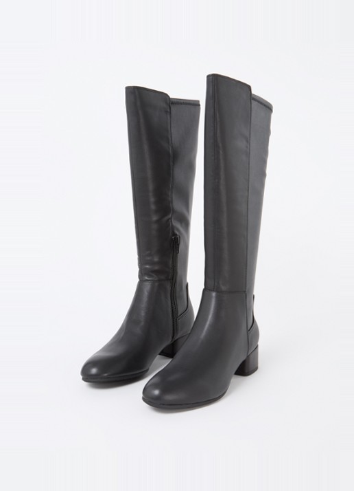 Dune London Dames Tayla laars van leer in de kleur Zwart