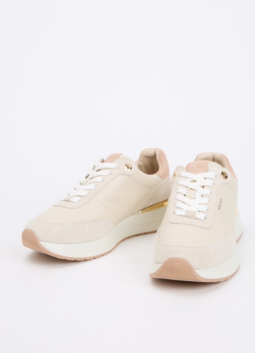 Dune London Dames Emotion sneaker met suède details in de kleur Beige