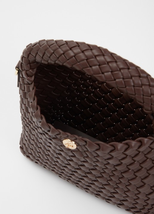 Dune London Dames Dinkydeliberate handtas met gevlochten detail en uitneembaar etui in de kleur Chocoladebruin
