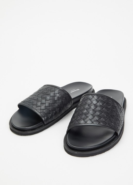 Dune London Dames Ivar slipper van leer in de kleur Zwart