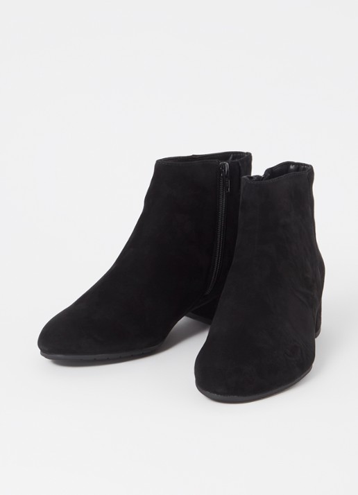 Dune London Dames Wide Fit Pippie enkellaarsje van suède in de kleur Zwart