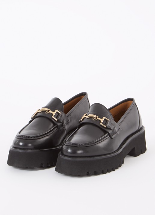 Dune London Dames Groundbreaking loafer van leer in de kleur Zwart