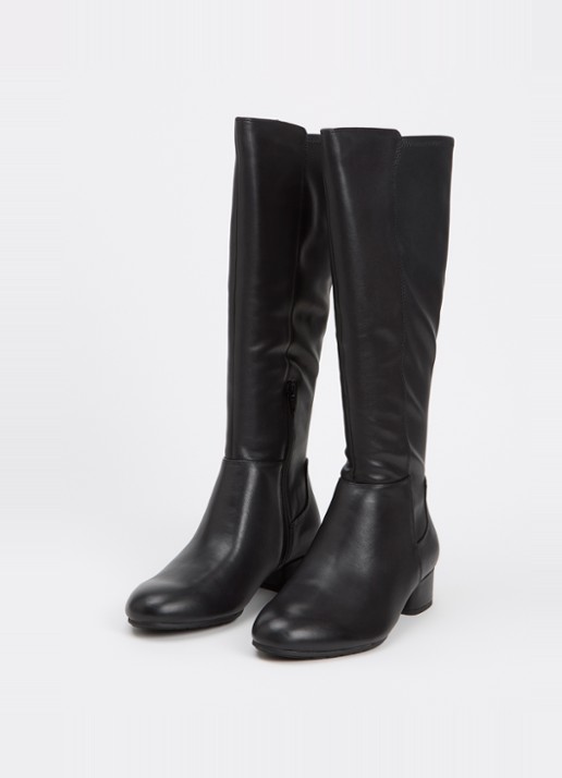 Dune London Dames Wide fit Tayla laars in de kleur Zwart - Leather