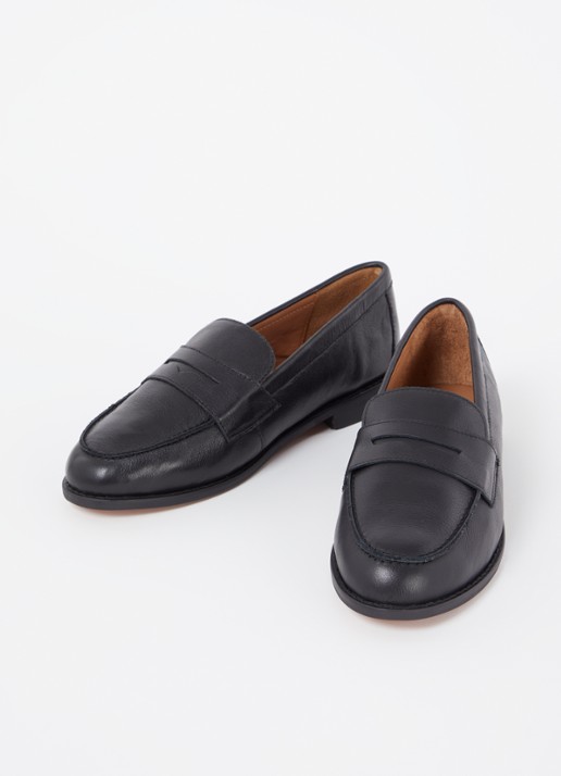 Dune London Dames Wide Fit Ginelli loafer van leer in de kleur Zwart