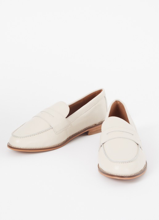Dune London Dames Wide Fit Ginelli loafer van leer in de kleur Creme