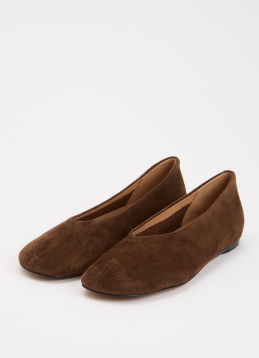Dune London Dames Highcut ballerina van leer in de kleur Bruin