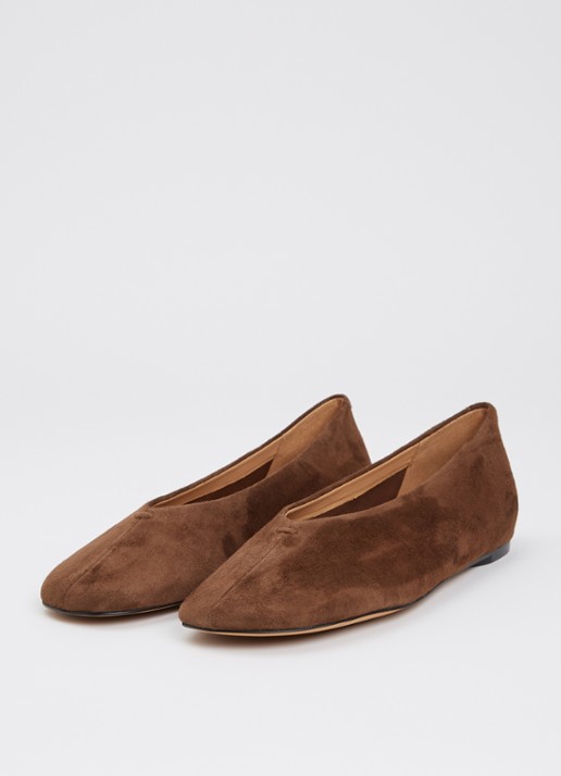 Dune London Dames Highcut ballerina van leer in de kleur Bruin