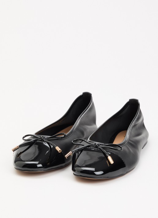Dune London Dames Haliah ballerina van leer met strikdetail in de kleur Zwart
