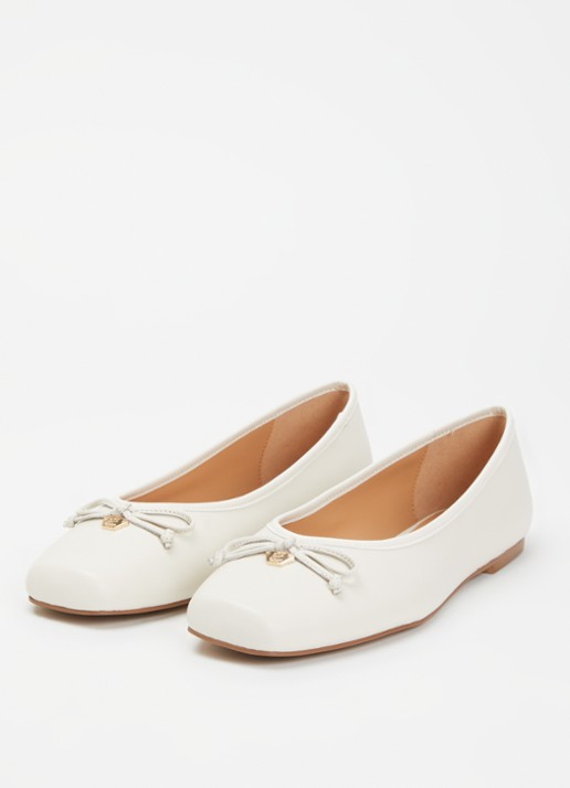 Dune London Dames Harllowe ballerina van leer in de kleur Wit