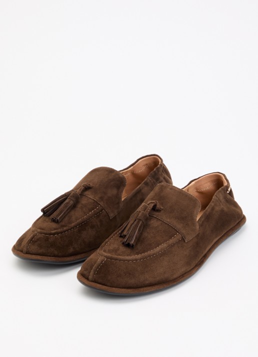Dune London Dames Grounding loafer van suède in de kleur Donkerbruin
