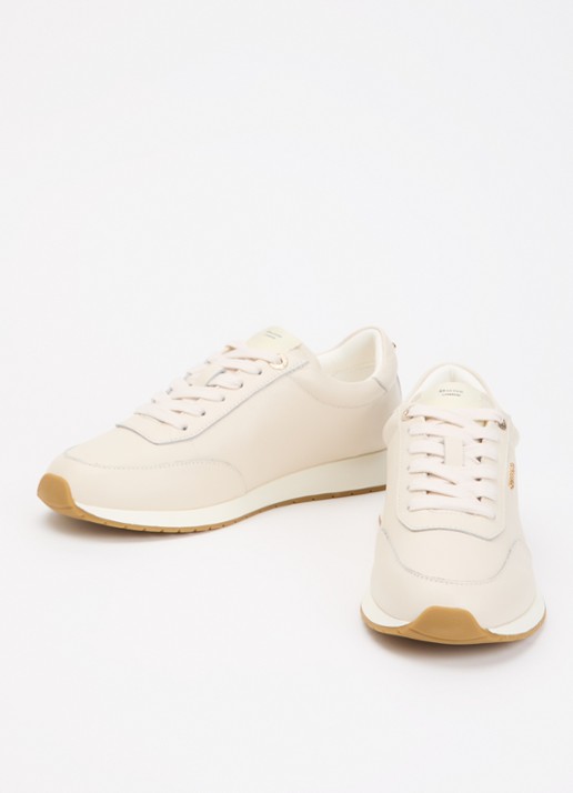 Dune London Dames Ettah sneaker van leer met logo in de kleur Creme