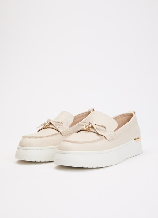 Dune London Dames Glide loafer van leer in de kleur Creme