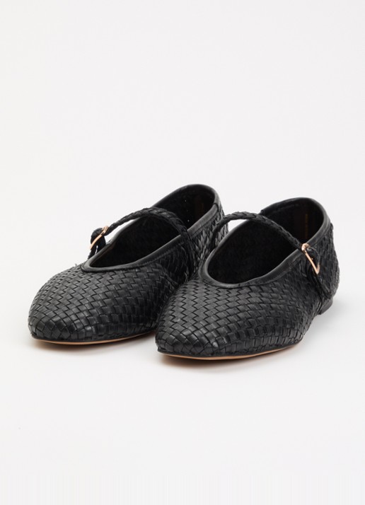 Dune London Dames Headliner Mary Jane ballerina van leer in de kleur Zwart
