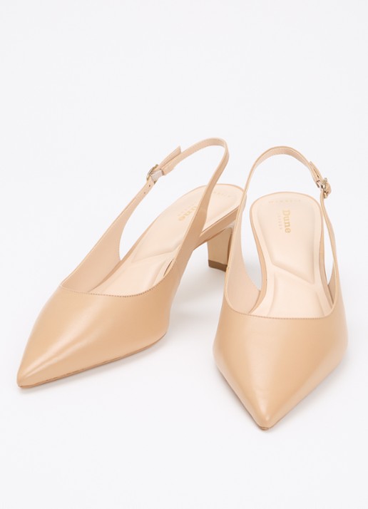 Dune London Dames Wide Fit Connection slingback van leer in de kleur Beige