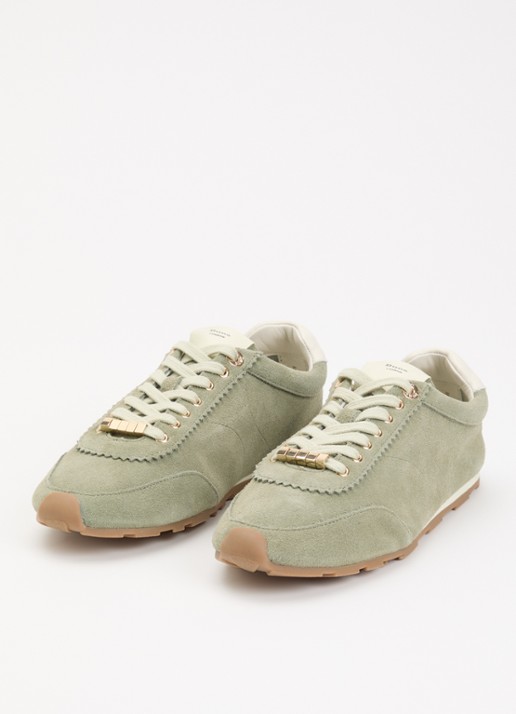 Dune London Dames Evalinna sneaker van suède in de kleur Olijfgroen