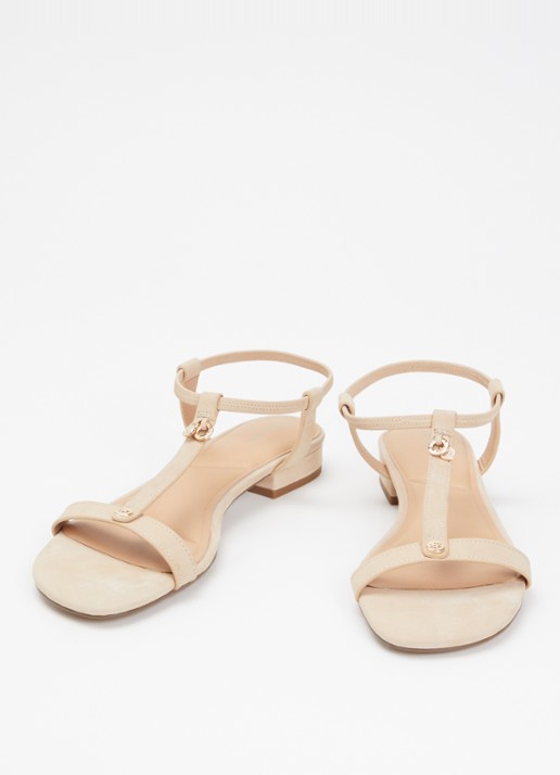 Dune London Dames Lyra sandaal van leer in de kleur Beige