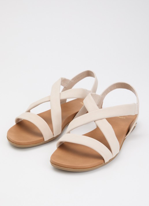 Dune London Dames Landies sandaal van nubuck in de kleur Creme