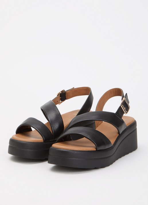 Dune London Dames Karing sandalette van leer in de kleur Zwart