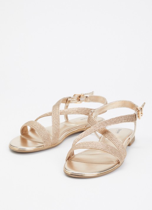 Dune London Dames Lope sandaal met metallic finish in de kleur Goud