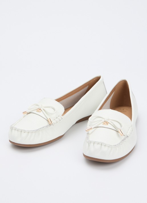 Dune London Dames Grier mocassin van leer in de kleur Wit