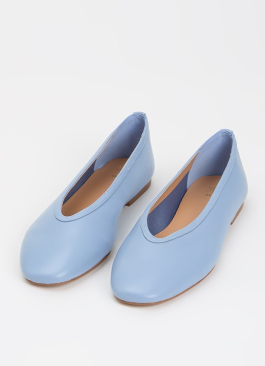 Dune London Dames Hetta ballerina van leer in de kleur Blauw