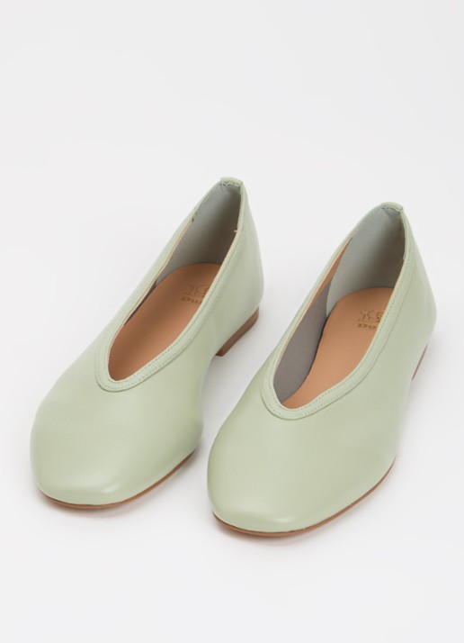 Dune London Dames Hetta ballerina van leer in de kleur Mint