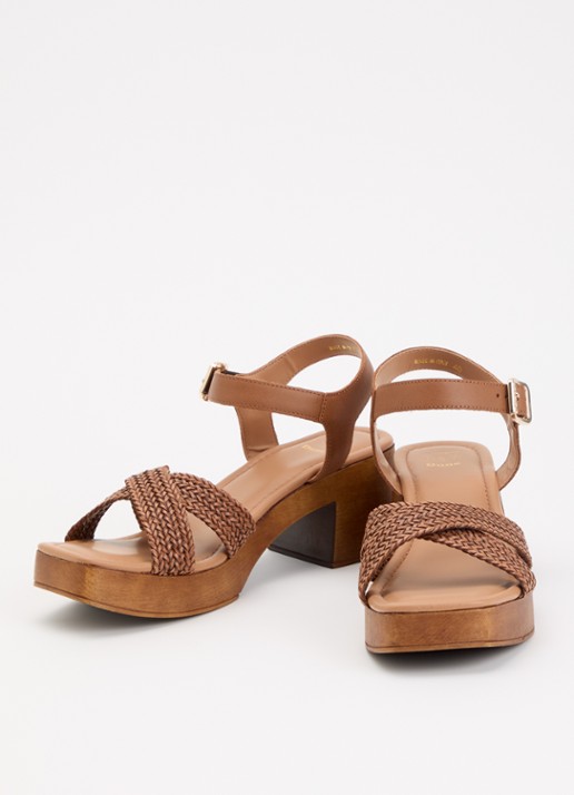 Dune London Dames Janko sandalette van leer met gevlochten details in de kleur Lichtbruin