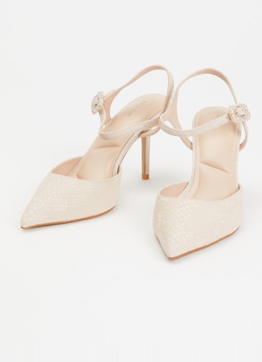 Dune London Dames Wide Fit Channel slingback met strass in de kleur Lichtroze