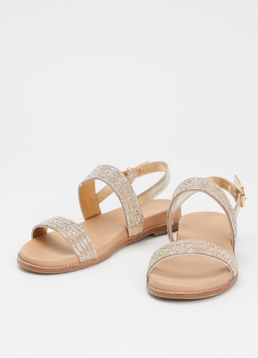 Dune London Dames Levias sandaal met strass en metallic details in de kleur Goud
