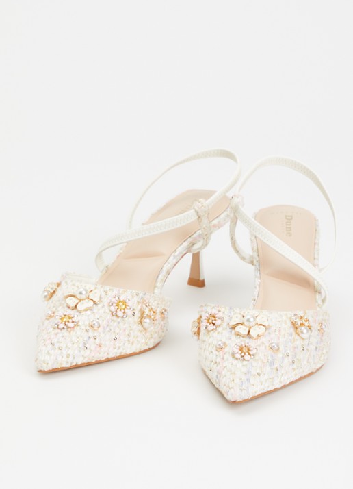 Dune London Dames Wide Fit Dyana slingback met glitter in de kleur Gebroken wit