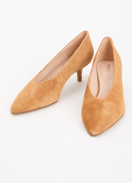 Dune London Dames Aris pump van suède in de kleur Camel