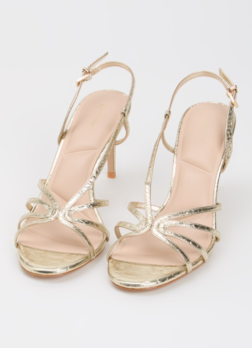 Dune London Dames Morning sandalette van leer met metallic finish in de kleur Goud