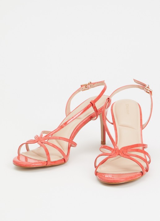 Dune London Dames Morning sandalette van leer met metallic finish in de kleur Koraalroze