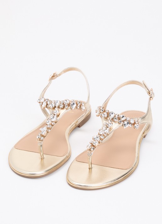 Dune London Dames Wide Fit Life sandaal met strass in de kleur Goud