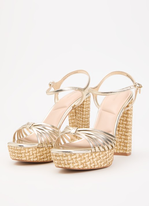 Dune London Dames Minogue sandalette van leer met metallic finish in de kleur Goud