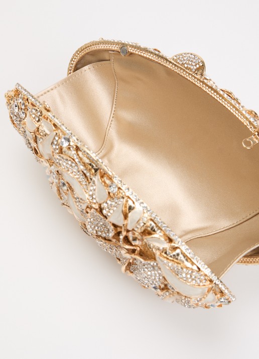Dune London Dames Extravagant clutch met strass en afneembare schouderriem in de kleur Goud