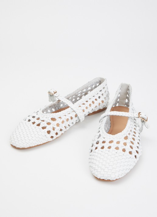 Dune London Dames Hazella ballerina van leer in de kleur Wit