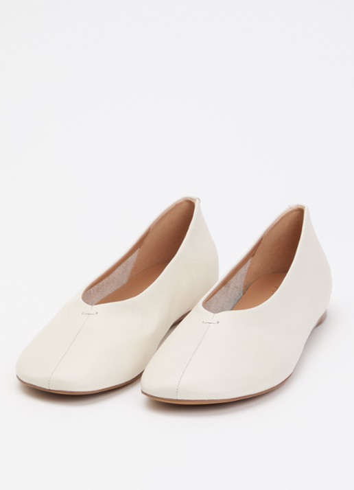 Dune London Dames Highcut ballerina van leer in de kleur Creme