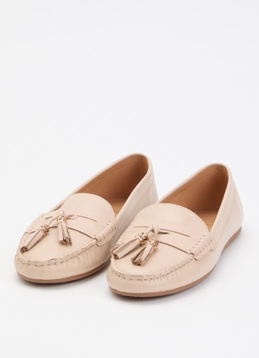 Dune London Dames Geen mocassin van leer met franjes in de kleur Roze