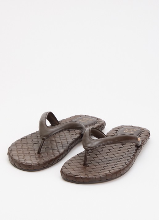 Dune London Dames Lunare slipper van leer in de kleur Donkerbruin