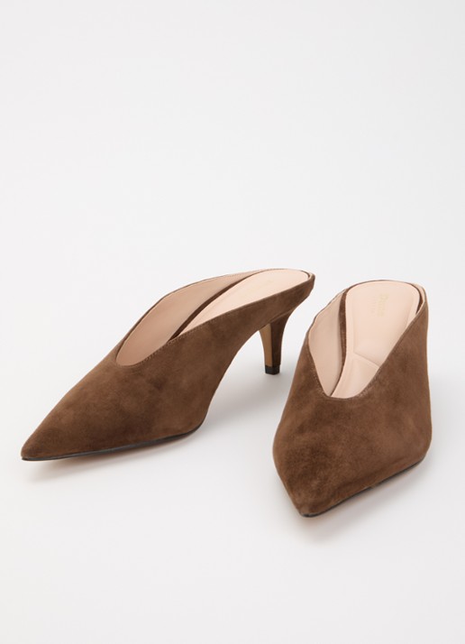 Dune London Dames Decisive muiltje van leer in de kleur Bruin