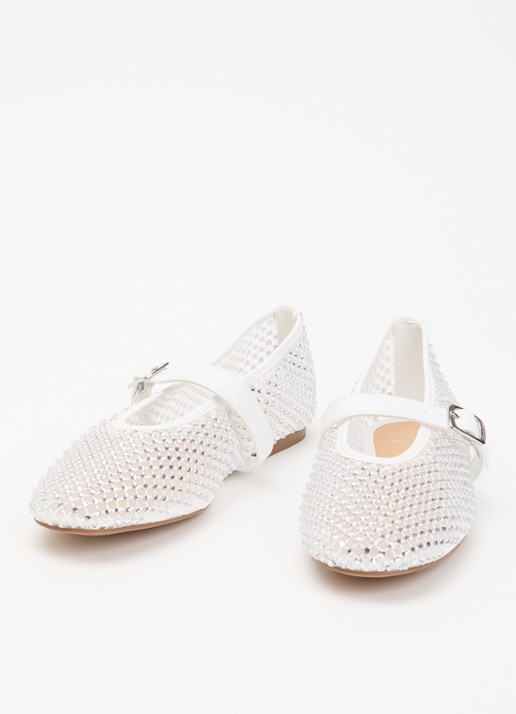 Dune London Dames Haislee ballerina met gestrikt detail in de kleur Wit