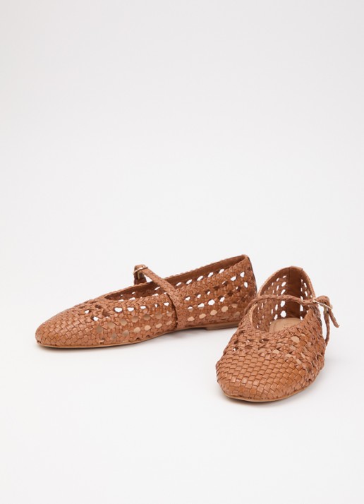 Dune London Dames Hazella ballerina van leer in de kleur Bruin