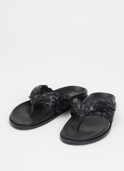Dune London Dames Lindie slipper van leer in de kleur Zwart