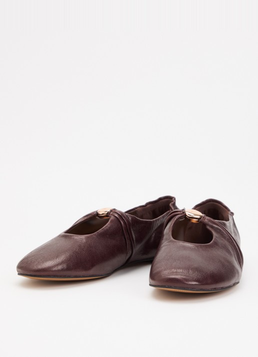 Dune London Dames Havella ballerina van leer in de kleur Bordeauxrood