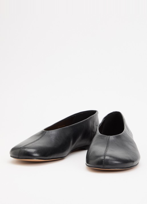 Dune London Dames Highway ballerina van leer in de kleur Zwart